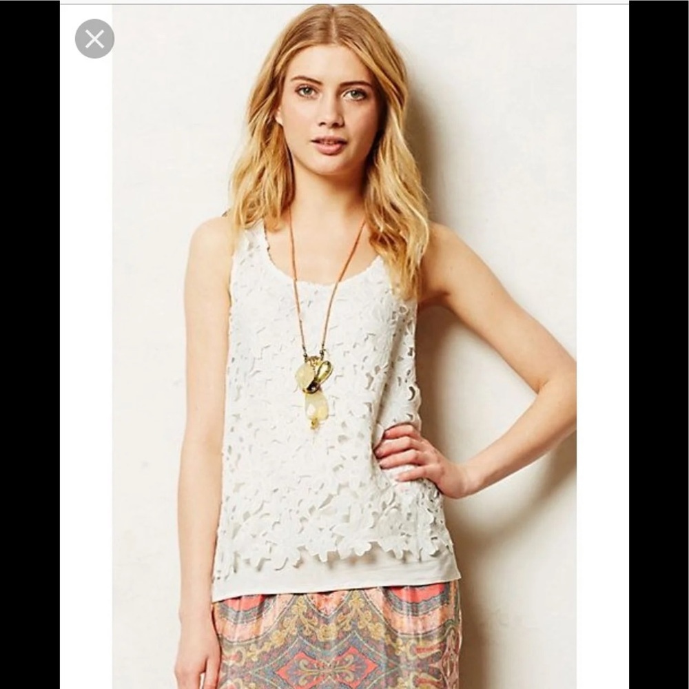 Anthropologie Lace Flower Tank Top